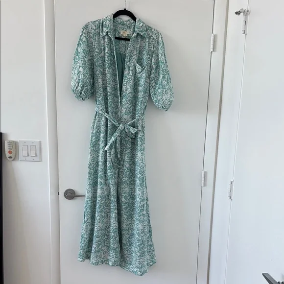 Anthropologie | Dresses | Anthropologie Teal And White Maxi Dress S Maeve |  Poshmark